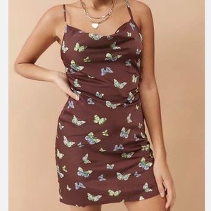 Urban outfitters Mallory cowl neck butterfly slip dress